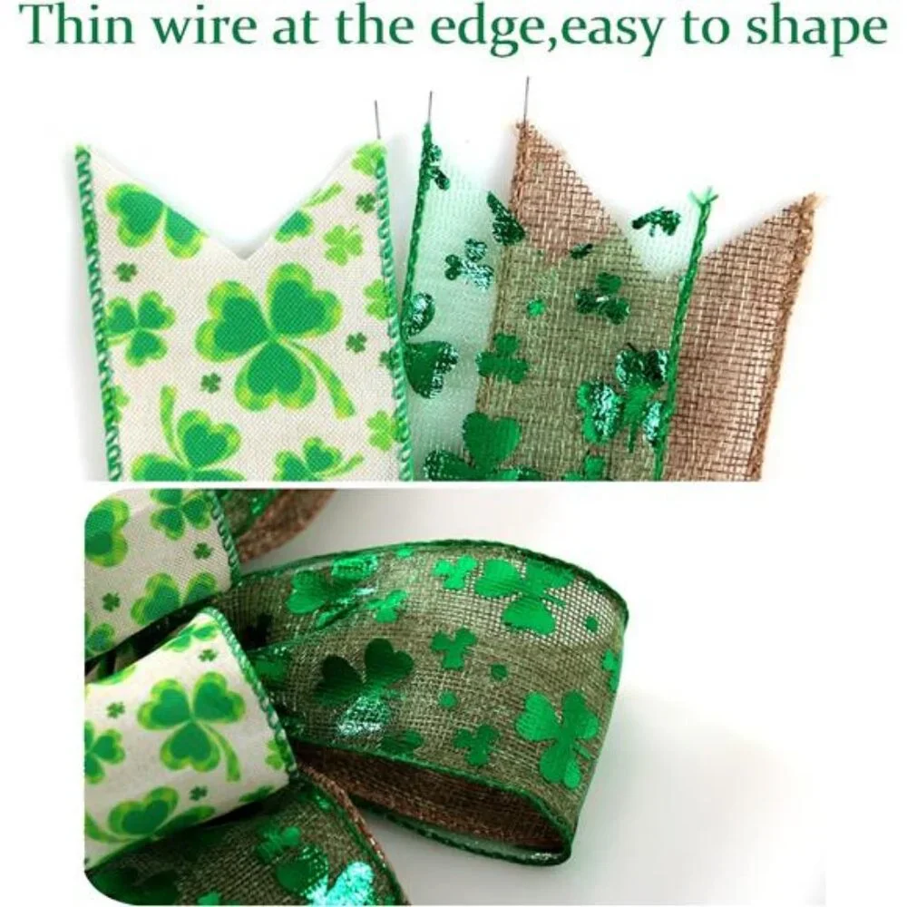 St Patricks Day Bow for Wreath Decorations,St Patricks Day Tree Topper
